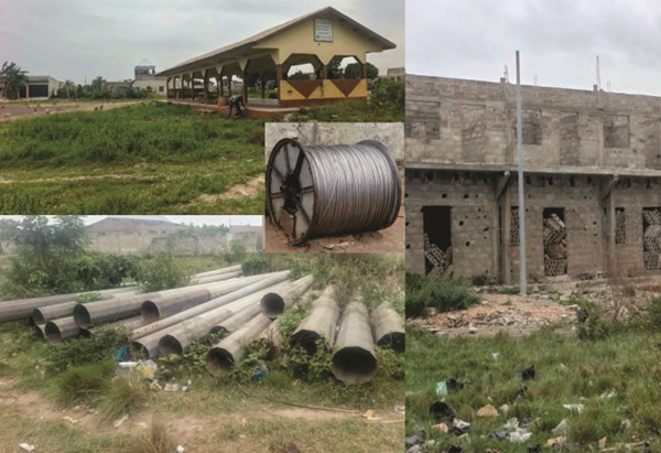 Agoè-Fidokpui : Poteaux et câbles électriques abandonnés au milieu d’un marché inauguré aujourd’hui